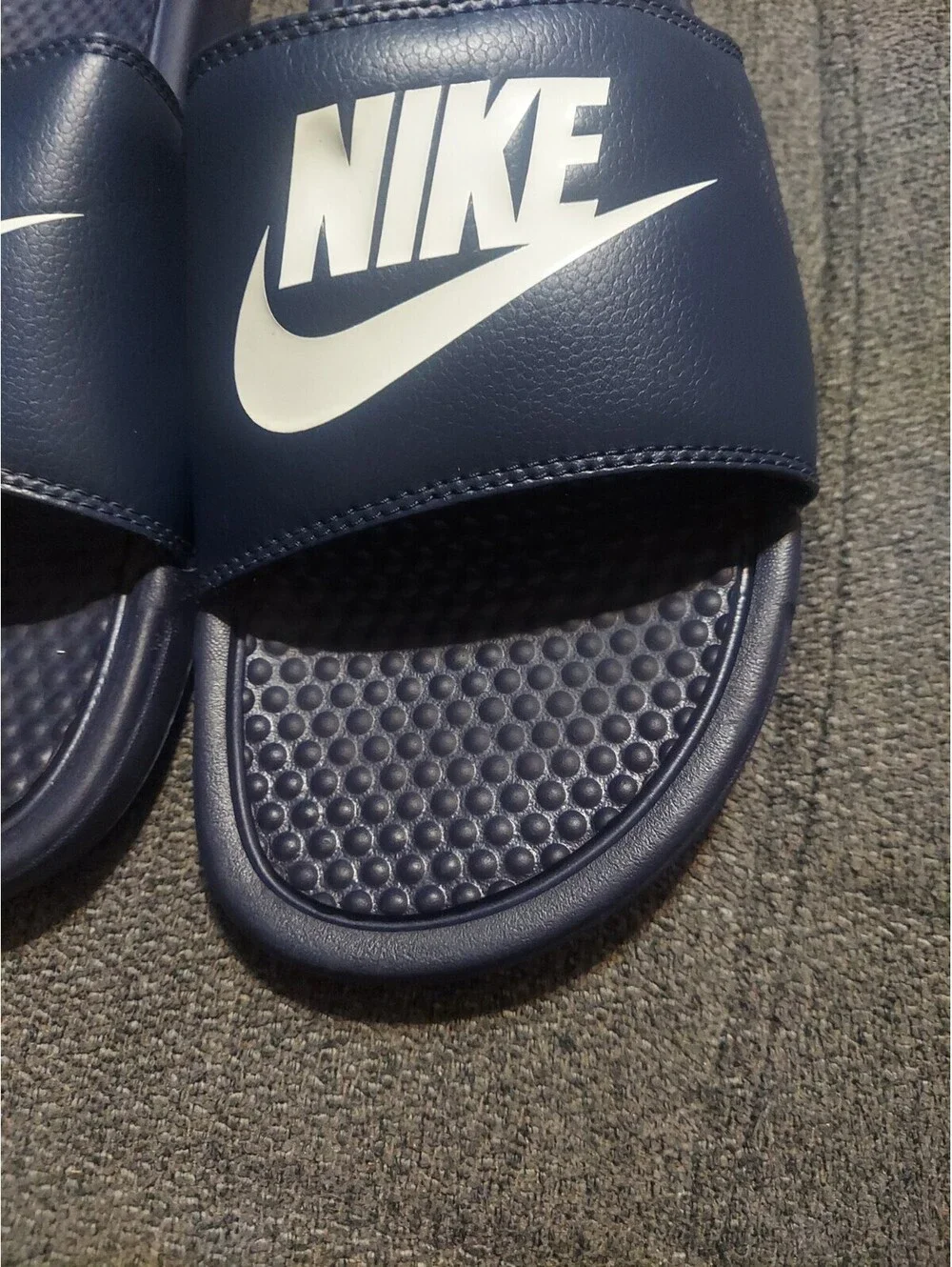 Nike Benassi JDI Men's Slip On Sandals Sz 13 - Navy Blue Waterproof Slides Pool